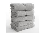 Gaestehandtuecher HAMMETEX "5er Set, 30x50 cm, weich & saugstark, 100% Baumwolle", grau (hellgrau), B:30cm L:50cm, Frottier, Frottee, Handtücher, mit Bordüre, einfarbig, Schlaufe, 100% Baumwolle Frottee