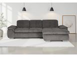 Ecksofa DIE PLANBAR "MP-IN16037 L-Form, Breite 289 cm, mit Federkern-Polsterung", cord anthrazit, B:289cm H:85cm T:195cm, 88% Polyester, 12% Polyamid, Sofas, Ecksofa, mit Sitztiefenverstellung & Zierkissen