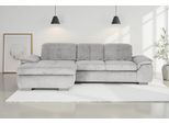 Ecksofa DIE PLANBAR "MP-IN16037 L-Form, Breite 289 cm, mit Federkern-Polsterung", cord grau, B:289cm H:85cm T:195cm, 88% Polyester, 12% Polyamid, Sofas, Ecksofa, mit Sitztiefenverstellung & Zierkissen