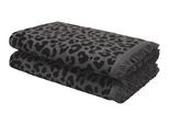 Strandtuch OTTO HOME "Tiffani, Leopardenmuster, Premium Strandtücher 2-tlg, 500 gr/m²", dunkelgrau, B:180cm L:90cm, Frottier, Obermaterial: 100% Baumwolle, Handtücher, Strandtuch, 90x180 cm, Animal Print, Leo, modern, Urlaub, mit Fransen, Topseller