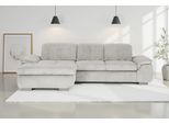 Ecksofa DIE PLANBAR "MP-IN16037 L-Form, Breite 289 cm, mit Federkern-Polsterung", cord ecru, B:289cm H:85cm T:195cm, 88% Polyester, 12% Polyamid, Sofas, Ecksofa, mit Sitztiefenverstellung & Zierkissen