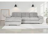Ecksofa DIE PLANBAR "MP-IN16037 L-Form, Breite 289 cm, mit Federkern-Polsterung", cord grau, B:289cm H:85cm T:195cm, 88% Polyester, 12% Polyamid, Sofas, Ecksofa, mit Sitztiefenverstellung & Zierkissen