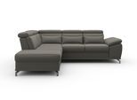 Ecksofa SIT & MORE "Cabrio L-Form, B: 274 cm, mit Sitztiefen-, Arm- & Kopfteilverstellung", braun (schlamm), B:274cm H:87cm T:230cm, 100% Polyester, Sofas, Ecksofa, 3 Nierenkissen, Federkern, optional Bettfunktion und Stauraum