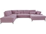 Wohnlandschaft OTTO HOME "Costello U-Form, B: 363 cm mit Sitztiefen- & Armteilverstellung", lila (flieder), B:363cm H:89cm T:223cm, 100% Polyester;Samtoptik (100% Polyester), Sofas, Wohnlandschaft, optional Bettfunktion & Bettkasten