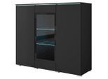 P & B Highboard , Schwarz , Holzwerkstoff , 9 Fächer , kaltweiss , 120x103.3x39.5 cm , FSC , stehend, Beleuchtung , Kleinmöbel, Kommoden, Highboards
