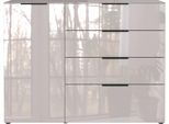 Sideboard GERMANIA "Oakland mit Glasauflage", braun (kaschmir), B:134cm H:102cm T:42cm, Glas, Holzwerkstoff, Sicherheitsglas ESG, Sideboards, Sideboard, Breite: 134 oder 184 cm, Soft-close, verstellb. Böden, Made in Germany