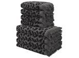 Handtuch Set OTTO HOME "Tiffani, Leopardenmuster, Premium Handtücher 8-tlg, 500 gr/m²", dunkelgrau, 8, Frottier, Frottier, Obermaterial: 100% Baumwolle, Handtuch-Sets, Handtuch Set, 4 Duschtücher, 4 Handtücher, Animal Print, Leo, modern, mit Fransen