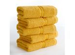 Gaestehandtuecher HAMMETEX "5er Set, 30x50 cm, weich & saugstark, 100% Baumwolle", gelb (senfgelb), B:30cm L:50cm, Frottier, Frottee, Handtücher, Gaestehandtuecher, mit Bordüre, einfarbig, Schlaufe, 100% Baumwolle Frottee