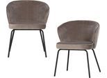 Esszimmerstuhl WOOOD "Admit Bezug mit Metallgestell und runde Formen H 78 x B 60 x T 58 cm", braun (khaki, schwarz), B:60cm H:77cm T:59cm, Holzwerkstoff, Metall, Stühle, Esszimmerstuhl, (Set, 2 St) Velvet, Tragkraft 150 kg, schwarzen Beinen, pfleigleicht