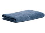 Duschtuch MÖVE "MÖVE Bamboo Luxe", blau (steel blau), B:80cm L:150cm, Frottier, Obermaterial: 60% Baumwolle, 40% Viskose, Handtücher, mit seidig glänzenden Bordüren