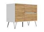 Mid.you , Eichefarben, Weiß Hochglanz , Holzwerkstoff , 2 Schublade(n) Schubladen , 99x75.8x42 cm , stehend ,