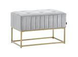 Xora Hockerbank , Grau, Goldfarben , Metall, Textil , 72x41x46 cm , Stoffauswahl , Esszimmer, Bank, Sitzbänke