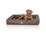 Knuffelwuff Orthopädisches Hundebett aus Laser gestepptem Kunstleder Montego braun/ grau XXXL