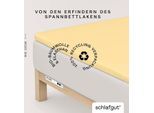 Spannbettlaken SCHLAFGUT "PURE TOPPER Bio-Baumwolle mit Elasthan 170 g/m² für Topper bis 10 cm", gelb (gelb mid), 1 Stk., Jersey-Elasthan, 90-100x200-220 10cm, Jersey-Elasthan, Obermaterial: 95% Baumwolle, 5% Elasthan, Bettlaken, Spannbettlaken, PREMIUM Laken für Matratzen bis 10 cm Höhe, dehnbar, blickdicht
