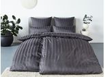 Bettwäsche "Leonore", grau (anthrazit), B/L: 135cm x 200cm, 1 Stk., 1 Stk., Mako-Satin, B/L: 80cm x 40cm, 2, Mako-Satin, Obermaterial: 100% Baumwolle, LEGER HOME BY LENA GERCKE, Bettwäsche, Bettwäsche, Mako-Satin Streifen aus 100% Baumwolle, Größe ab 135x200 cm