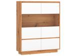 Möbelix , Weiß, Eiche Artisan , Glas, Holzwerkstoff , 5 Fächer , 113.5x142x35 cm ,