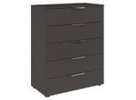 Rauch Möbel , Graphitfarben, Chromfarben , Holzwerkstoff , 5 Schublade(n) Schubladen , 80x100x42 cm , Blauer Engel, BQ - Bündnis für Qualität, Made in Germany ,