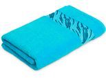 Badetuch MÖVE FOR FROTTANA "Shadow", blau (türkis), B:67cm L:140cm, Walkfrottee, Obermaterial: 100% Baumwolle, Handtücher, Badetuch, mit Borkenbordüre