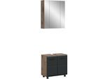 Badmöbel-Set WELLTIME "FLORENZ, 2-tlg. Bad-Kombination, hochwertige MDF-Front", nox oak nachbildung, schwarz matt, B:60cm H:185cm T:30cm, Kastenmöbel-Sets, Badmöbel-Set, Bad-Kombination, Bad-Möbel, Badezimmer, Kombination, Kombi