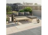 Ambia Garden Loungegarnitur, Akazie, Holz, Kunststoff, 3-teilig, Akazie, massiv, Füllung: Polyester, nicht einzeln stellbar, L-Form, 198x132 cm, Loungemöbel, Gartenlounge-Sets