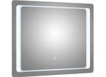 Badspiegel SAPHIR "Quickset Spiegel inkl. LED-Beleuchtung und Touchsensor, 90 cm breit", silber (alufarben), B:90cm H:70cm T:3cm, Aluminium, Holzwerkstoff, Spiegel, Badspiegel, Flächenspiegel rechteckig, 12V LED, 20 Watt, Wandspiegel