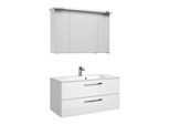 Badmöbel-Set SAPHIR "Trentino 2-tlg Mineralmarmor-Waschtisch, Spiegelschrank mit LED-Profil", weiß (weiß hochglanz), Kastenmöbel-Sets, Badmöbel-Set, Badmöbel-Set 107cm breit, inkl. Türdämpfer, 3 Türen, 2 Auszügen