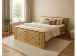 Massivholzbett OTTO HOME "Hugo, FSC zertifiziertes Massivholz, optionaler Stauraum/ Bettkästen", braun (natur), B:152cm H:84cm L:205cm, Betten, Massivholzbett, aus massiver Kiefer, Landhaustil mit edlen Verzierungen, Made in EU