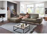 Ecksofa DIE PLANBAR "PN-EM18063 L-Form, B: 322 cm", grün (olive), B:322cm H:89cm T:187cm, Sichtrahmen: Aus Spannplatte mit augesetzten Weildeiche funiert, Sofas, Ecksofa, wahlweise mit echt bezogenem Rücken und Sitztiefenverstellung