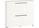 Schuhschrank GERMANIA "Utah Schuhschrank in 2 Breiten, mit 2 oder 3 Klappen", weiß, B:100cm H:85cm T:19cm, Holzwerkstoff, Schränke, Schuhschrank, Tiefe 19cm, ideal für schmale Flure, Metallschuhkörbe, Made in Germany