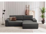 Ecksofa OTTO HOME "SHERWOOD Samtvelours L-Form, 267 cm - OTTO. Verlässliche Qualität.", grau (anthrazit), B:267cm H:85cm T:167cm, 100% Polyester, Sofas, Ecksofa, Schlaffunktion mit Bettkasten (210x136 cm), Cord, Vintage, Samtvelours