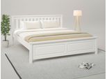 Bett OTTO HOME "Fredegaard, skandinavischer Stil, vielseitig kombinierbar, 2 Breiten", weiß, B:189,6cm H:95,8cm L:213,1cm, Betten, Bett, Sprossen am Kopfteil, mit Lattenrost, Kassettenoptik