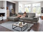 Ecksofa DIE PLANBAR "PN-EM18063 L-Form, B: 322 cm", grau (granit), B:322cm H:89cm T:187cm, Sichtrahmen: Aus Spannplatte mit augesetzten Weildeiche funiert, Sofas, Ecksofa, wahlweise mit echt bezogenem Rücken und Sitztiefenverstellung