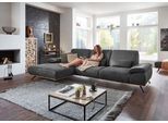 Ecksofa DIE PLANBAR "PN-EM18063 L-Form, B: 322 cm", grau (graphit), B:322cm H:89cm T:187cm, Sichtrahmen: Aus Spannplatte mit augesetzten Weildeiche funiert, Sofas, Ecksofa, wahlweise mit echt bezogenem Rücken und Sitztiefenverstellung