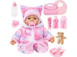 Babypuppe BAYER "Piccolina Magic Eyes 46 cm", bunt (rosa), Puppen, Baby, Babypuppe, mit vielen Funktionen