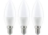 PAULMANN LED-Leuchtmittel "Kerze 4W E14 230V Warmweiß 3er-Pack", Energieeffizienz: G, weiß, L:10cm Ø:3,5cm, Leuchtmittel, 2700 Kelvin, LED-Leuchtmittel