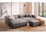 Ecksofa "PIARA XXL Cord, L-Form, Schlaffunktion", grau (taupe), B:288cm H:66cm T:198cm, 100% Polyester, LEGER HOME BY LENA GERCKE, Sofas, Ecksofa, Hocker stellbar zum Schlafsofa (Krokodilverbinder), tiefe Sitzfläche