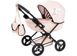 Puppenwagen BAYER "Cosy", beige mit herzen, Puppenwagen, KinderB:34cm H:58cm T:63cm, Kunststoff, Metall, Stoff, Puppenwagen, mit Wickeltasche, B:34cm H:58cm T:63cm