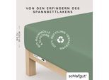 Spannbettlaken SCHLAFGUT "PURE Bio-Baumwolle mit Elasthan, 170 g/m², Bettlaken, Spannbetttuch", grün (grün mid), 1 Stk., Jersey, 180-200x200-220 30cm, Jersey, Obermaterial: 95% Baumwolle, 5% Elasthan, Bettlaken, Spannbettlaken, PREMIUM Laken für Matratzen bis 30cm Höhe, dehnbar blickdicht, straff