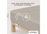 Spannbettlaken SCHLAFGUT "PURE Bio-Baumwolle mit Elasthan, 170 g/m², Bettlaken, Spannbetttuch", beige (sand mid), 1 Stk., Jersey, 140-160x200-220 30cm, Jersey, Obermaterial: 95% Baumwolle, 5% Elasthan, Bettlaken, Spannbettlaken, PREMIUM Laken für Matratzen bis 30cm Höhe, dehnbar blickdicht, straff