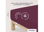 Spannbettlaken SCHLAFGUT "PURE Bio-Baumwolle mit Elasthan, 170 g/m², Bettlaken, Spannbetttuch", lila (lila deep), 1 Stk., Jersey, 180-200x200-220 30cm, Jersey, Obermaterial: 95% Baumwolle, 5% Elasthan, Bettlaken, Spannbettlaken, PREMIUM Laken für Matratzen bis 30cm Höhe, dehnbar blickdicht, straff