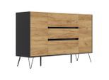 Mid.you , Graphitfarben, Eichefarben , Holzwerkstoff , 3 Schublade(n) Schubladen , 155x93.6x42 cm , stehend ,