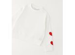 Sweatshirt SARABANDA "BABY GIRL SWEATER", Mädchen, Gr. 7A, weiß (optical weiß), 95% Baumwolle, 5% Elasthan, Sweatshirts Sweatshirt
