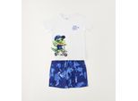 Shorts IDO "BABY BOY SUMMER SET", Mädchen, Gr. 6A, EURO-Größen, blau (optical weiß), 100% Baumwolle, Hosen Shorts