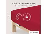 Spannbettlaken SCHLAFGUT "PURE Bio-Baumwolle mit Elasthan, 170 g/m², Bettlaken, Spannbetttuch", rot (rot deep), 1 Stk., Jersey, 90-100x190-220 30cm, Jersey, Obermaterial: 95% Baumwolle, 5% Elasthan, Bettlaken, Spannbettlaken, PREMIUM Laken für Matratzen bis 30cm Höhe, dehnbar blickdicht, straff