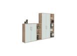 Mid.you Aktenschrank Office Edition - SW Set 4, Weiß, Sonoma Eiche, Holzwerkstoff, 12 Fächer, 257x186x33 cm, Made in Germany, erweiterbar, abschließbar, Arbeitszimmer, Aktenschränke