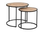 Carryhome Beistelltischset, Schwarz, Eiche Artisan, Metall, Holzwerkstoff, 2-teilig, rund, rund, 40x50x50 cm, Wohnzimmer, Wohnzimmertische, Satztische