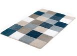 Badematte KLEINE WOLKE "Caro, Badvorleger, Badezimmer Teppich" Gr. 4, blau (mare), H:25mm, Kunstfaser, Badematten, Badematte, Badteppich, modernes Karo-Muster, Pastell-Farben, waschbar