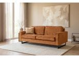 3-Sitzer OTTO HOME "Maxi-Ausführung Pinto, 236 cm, Cord, Chenille, Lederoptik", braun (brick rot), B:236cm H:85cm T:97cm, 100% Polyester, Sofas, 3-Sitzer, mit Keder, schwarze Metallfüße, Wellenunterfederung
