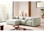 Ecksofa "PIARA Leinenoptik mit Kedernaht L-Form", grün (hellgrün), B:267cm H:66cm T:167cm, 100% Polyester, LEGER HOME BY LENA GERCKE, Sofas, Ecksofa, wahlweise Ottomane rechts/links, schwarze Füße, bequemer Sitzkomfort