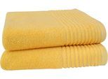 Handtücher DYCKHOFF "Handtuch-Set BRILLANT 2-tlg., Baumwolle, 50x100 cm", gelb (mais), B:50cm L:100cm, Frottier, Baumwolle, Handtücher, Handtücher, Baumwolle